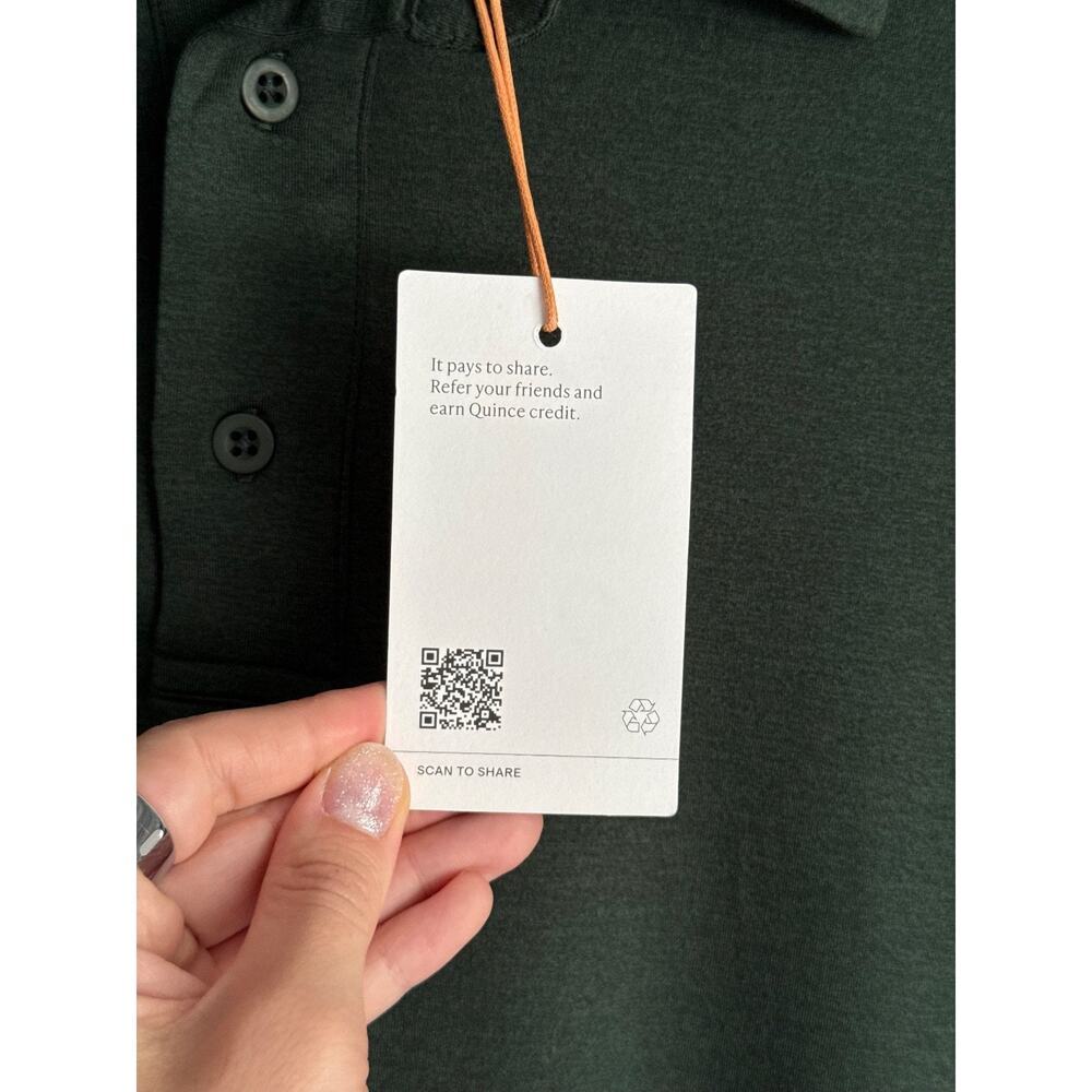 NWT Quince Men Long Sleeve Polo Shirt Size M Olive Green Recycled Preppy Golf - Picture 4 of 9